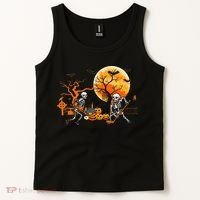 Funny Skeleton Hockey Pumpin Spooky Halloween Costume Tank Top thumb 2