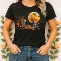 Funny Skeleton Hockey Pumpin Spooky Halloween Costume Women's T-Shirt thumb 2