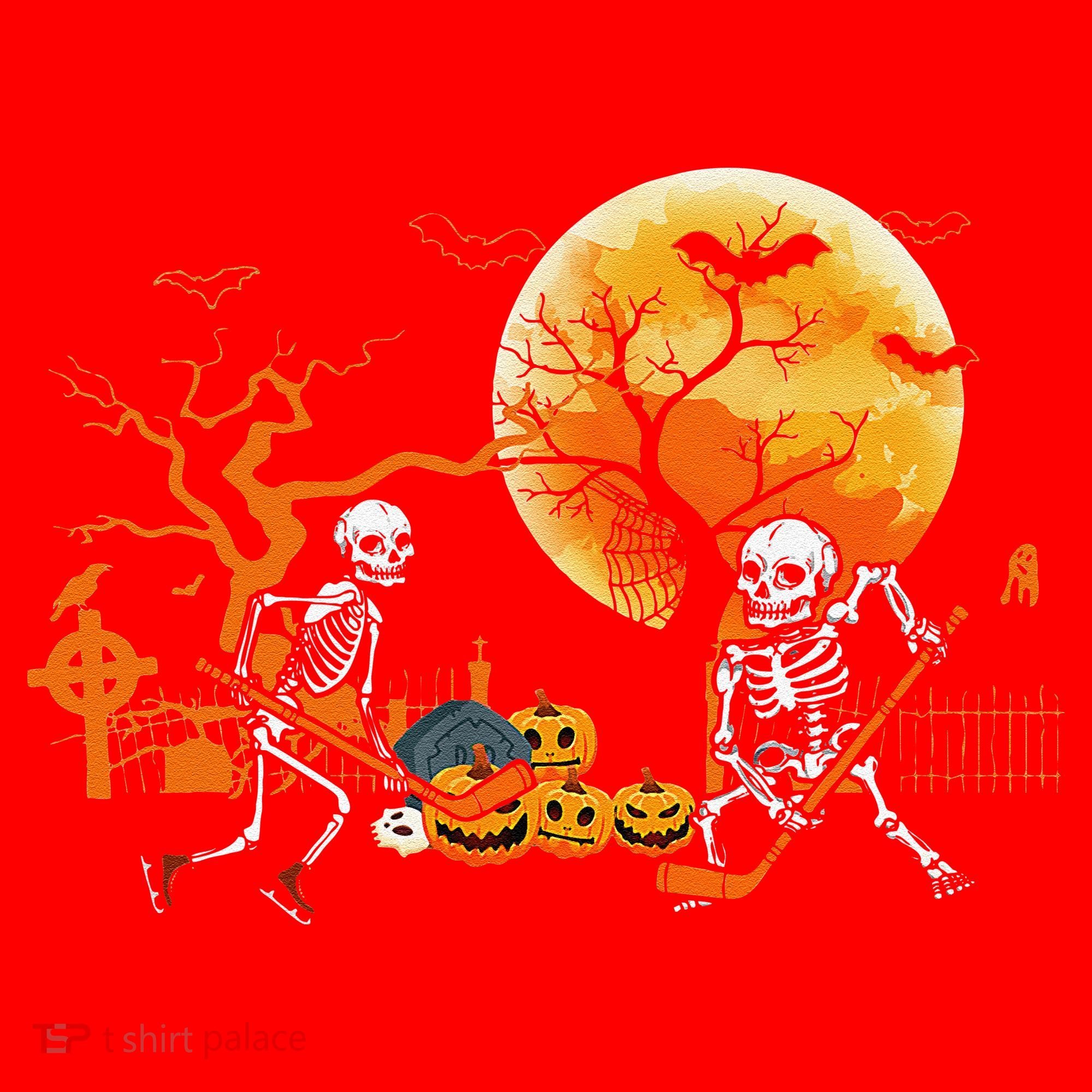 Funny Skeleton Hockey Pumpin Spooky Halloween Costume Santa Hat