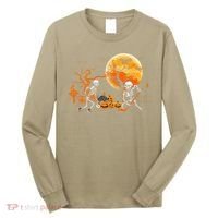 Funny Skeleton Hockey Pumpin Spooky Halloween Costume Long Sleeve Shirt thumb 0
