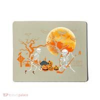 Funny Skeleton Hockey Pumpin Spooky Halloween Costume Mousepad thumb 0