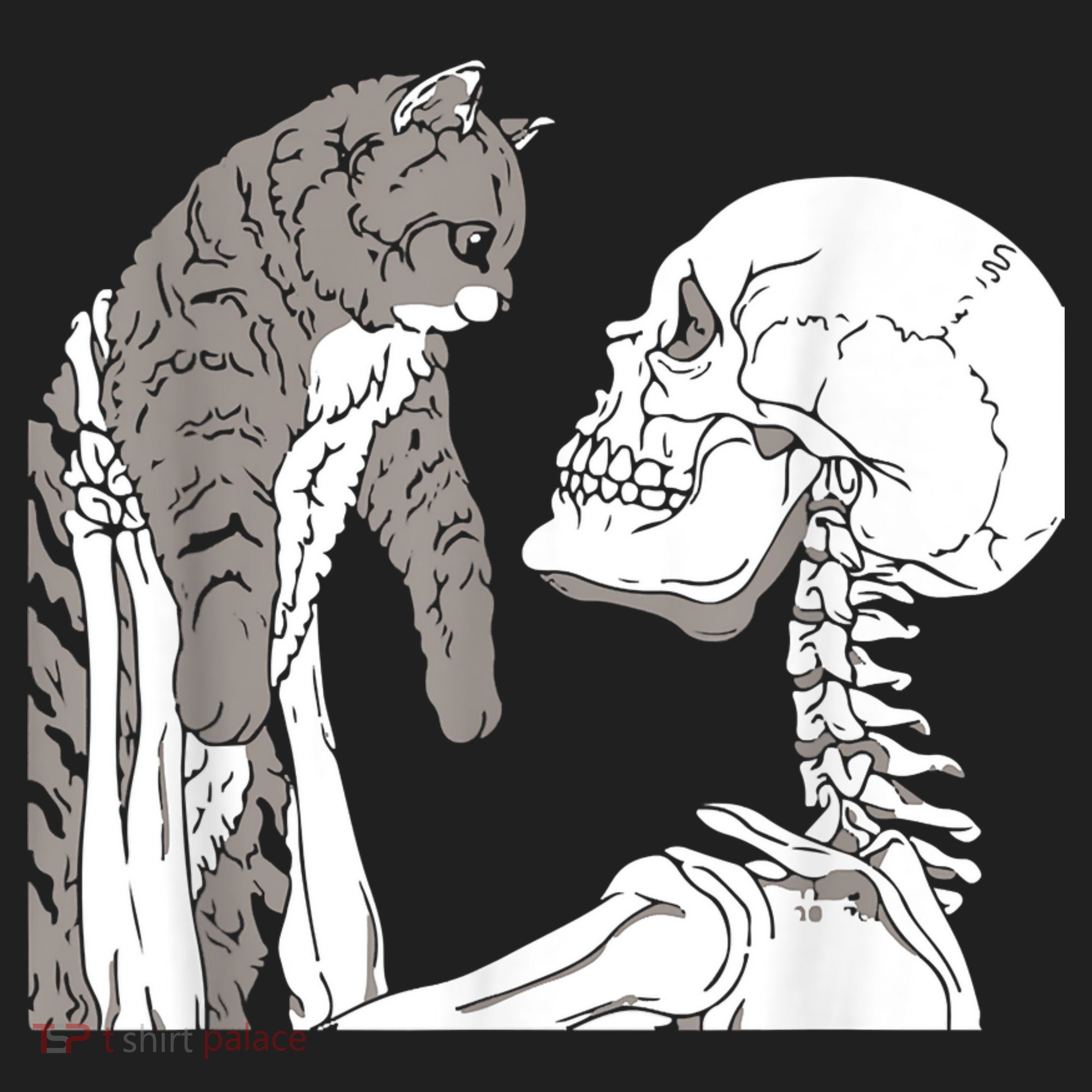 Funny Skeleton Holding A Cat Shirt Lazy Halloween Costume Skull Beanie
