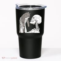 Funny Skeleton Holding A Cat Shirt Lazy Halloween Costume Skull Tumbler thumb 0