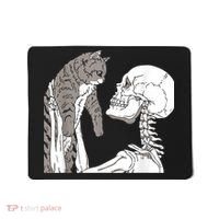 Funny Skeleton Holding A Cat Shirt Lazy Halloween Costume Skull Mousepad thumb 0