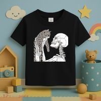 Funny Skeleton Holding A Cat Shirt Lazy Halloween Costume Skull Toddler T-Shirt thumb 3