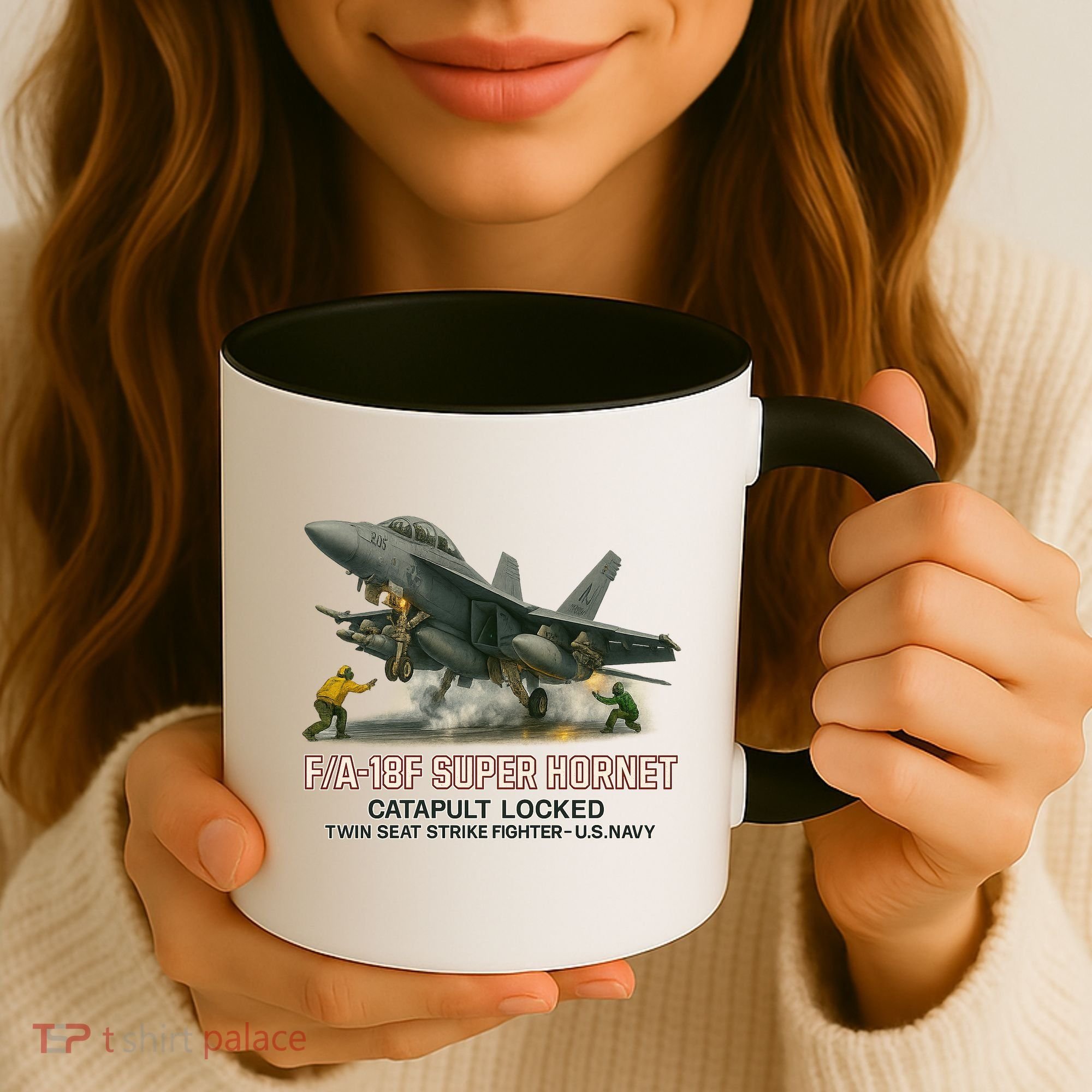 F/A-18F Super Hornet Catapult Locked Twin Seat Strike Fighter Coffee Mug