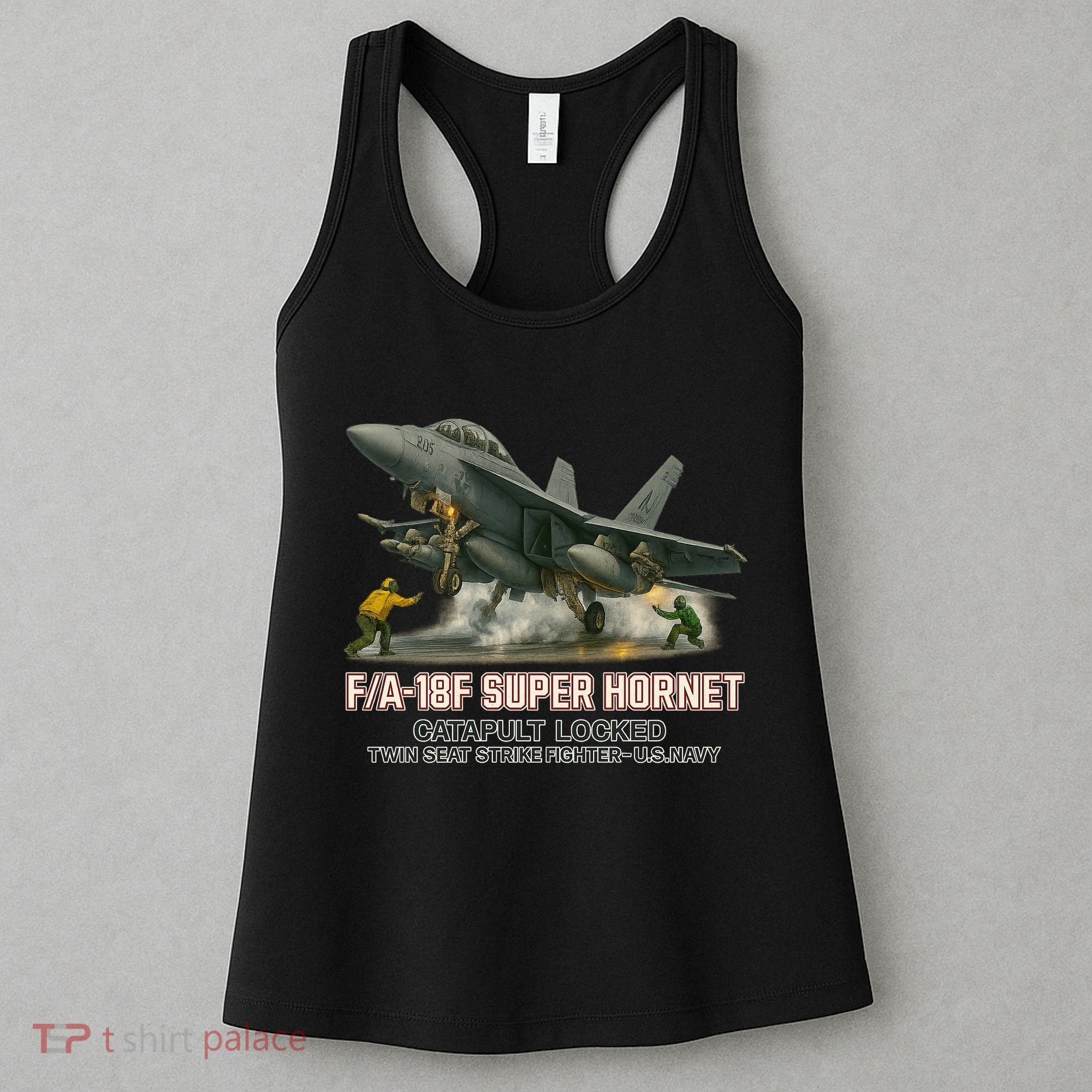 F/A-18F Super Hornet Catapult Locked Twin Seat Strike Fighter Women's Tank Top