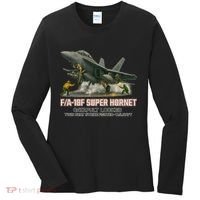 F/A-18F Super Hornet Catapult Locked Twin Seat Strike Fighter Women's Long Sleeve Shirt thumb 0