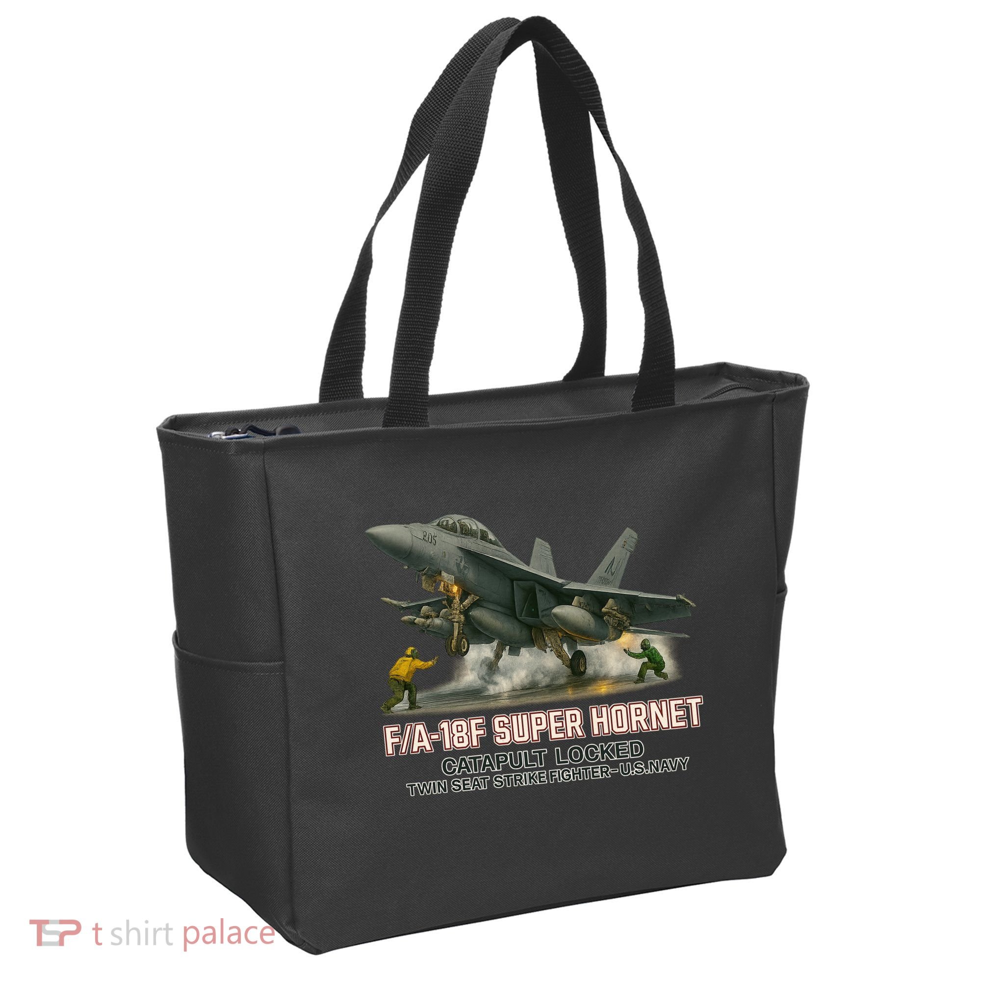 F/A-18F Super Hornet Catapult Locked Twin Seat Strike Fighter Tote Bag