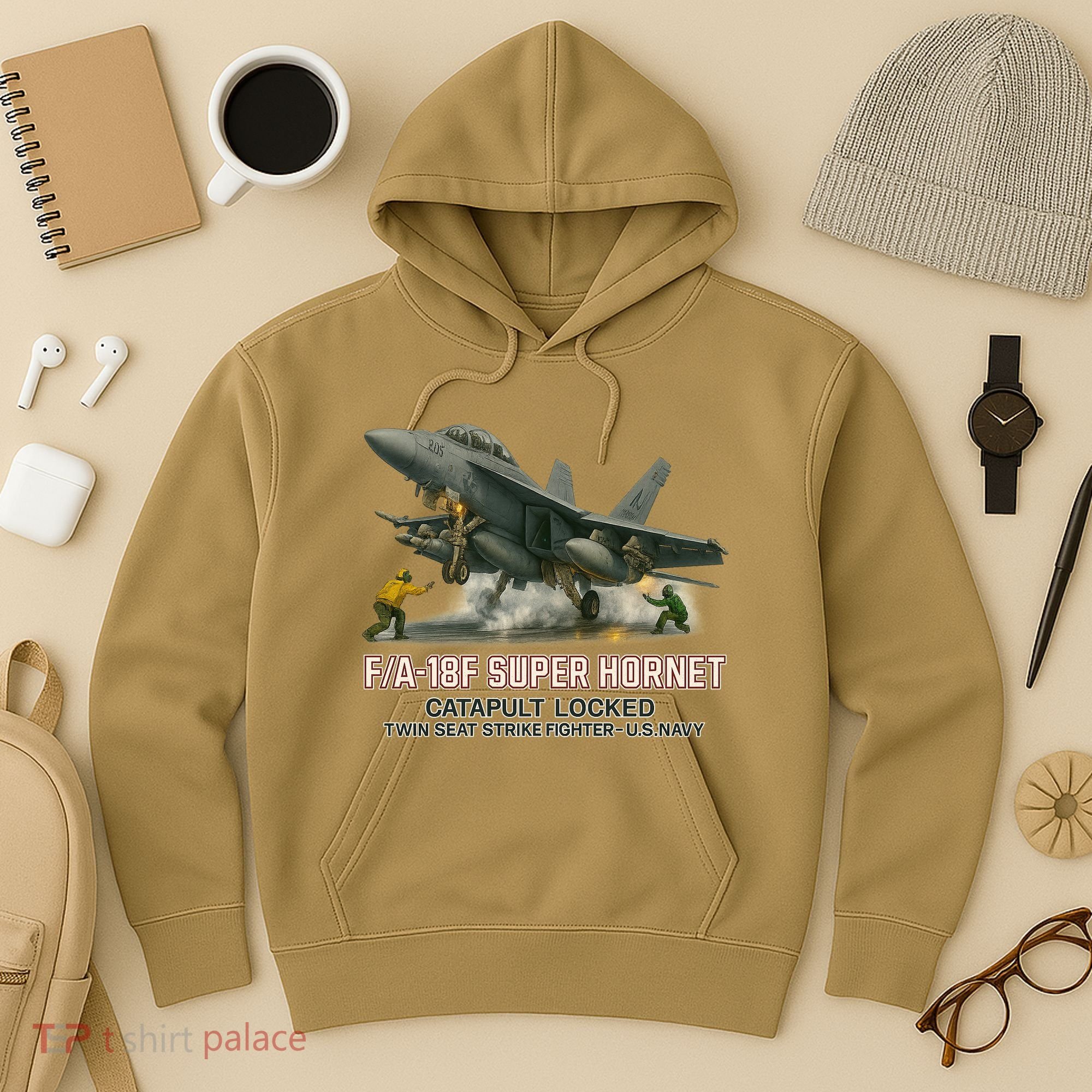 F/A-18F Super Hornet Catapult Locked Twin Seat Strike Fighter Hoodie