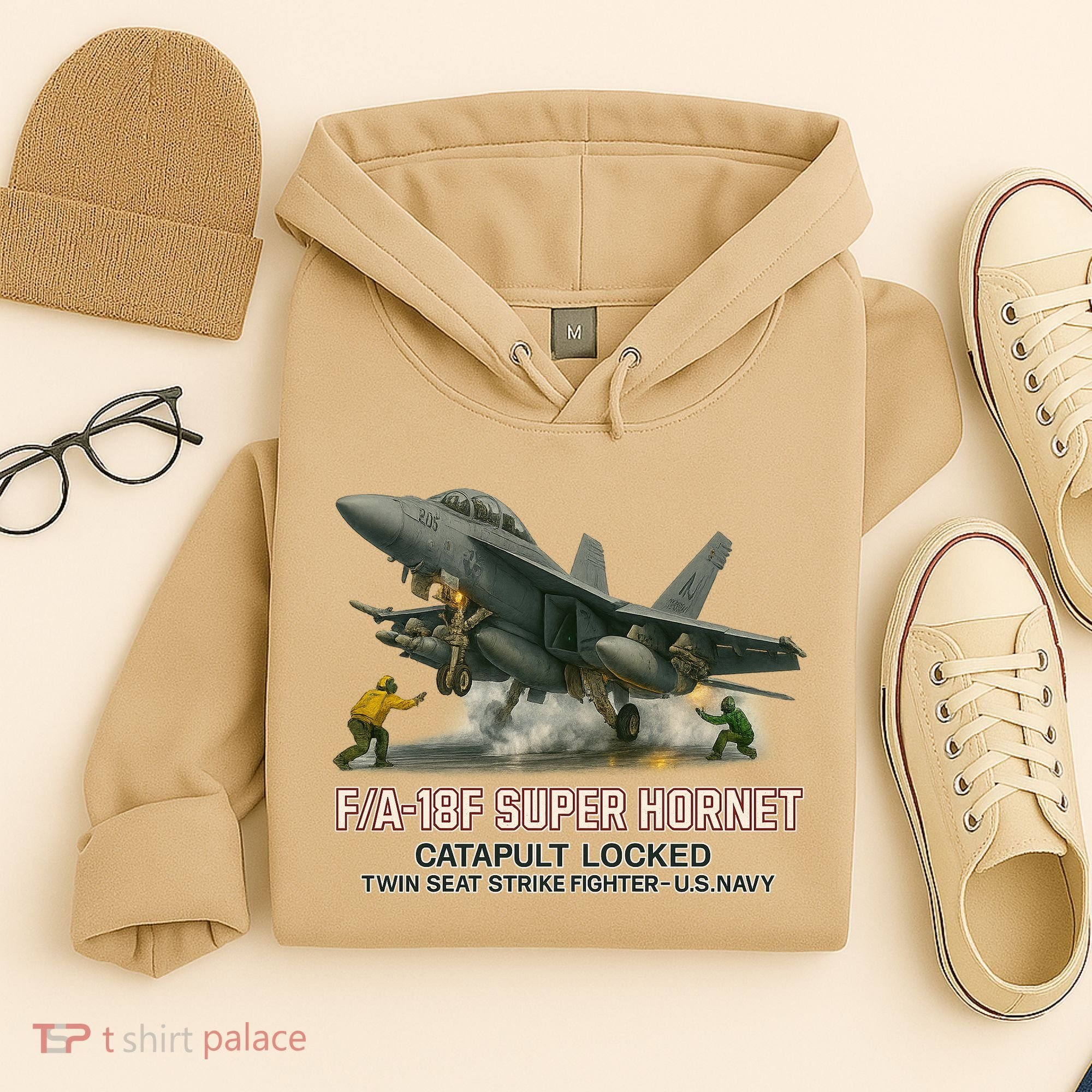 F/A-18F Super Hornet Catapult Locked Twin Seat Strike Fighter Hoodie