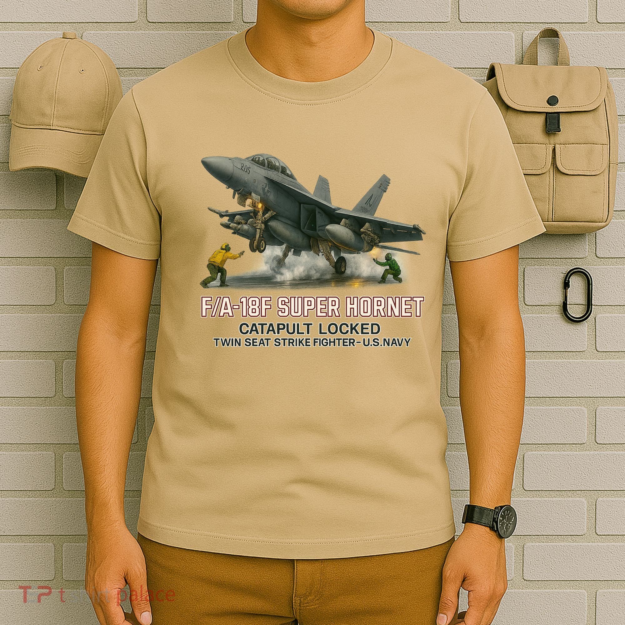 F/A-18F Super Hornet Catapult Locked Twin Seat Strike Fighter T-Shirt