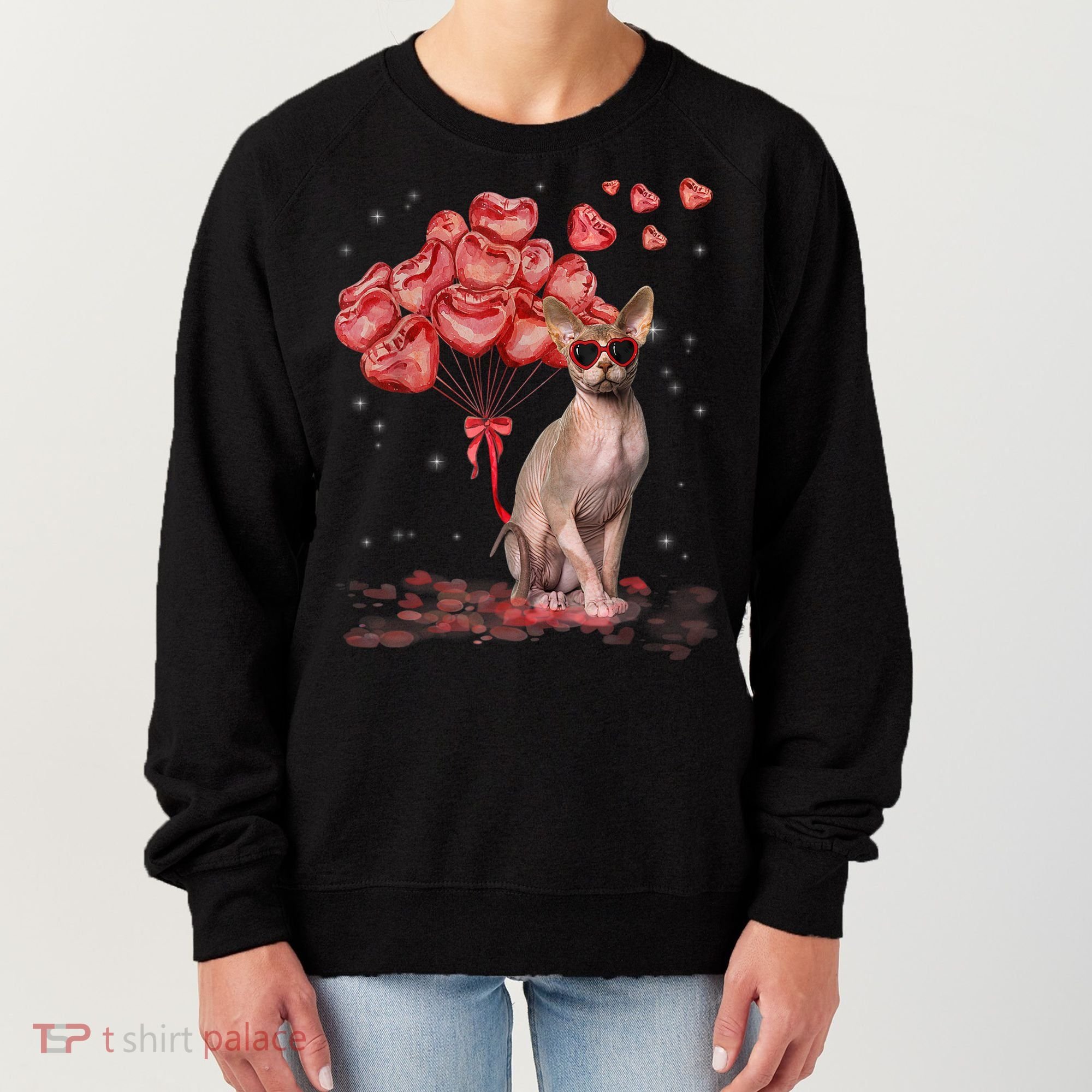 Funny Sphynx Heart Valentines Day Cat Dad Mom Women's Sweatshirt