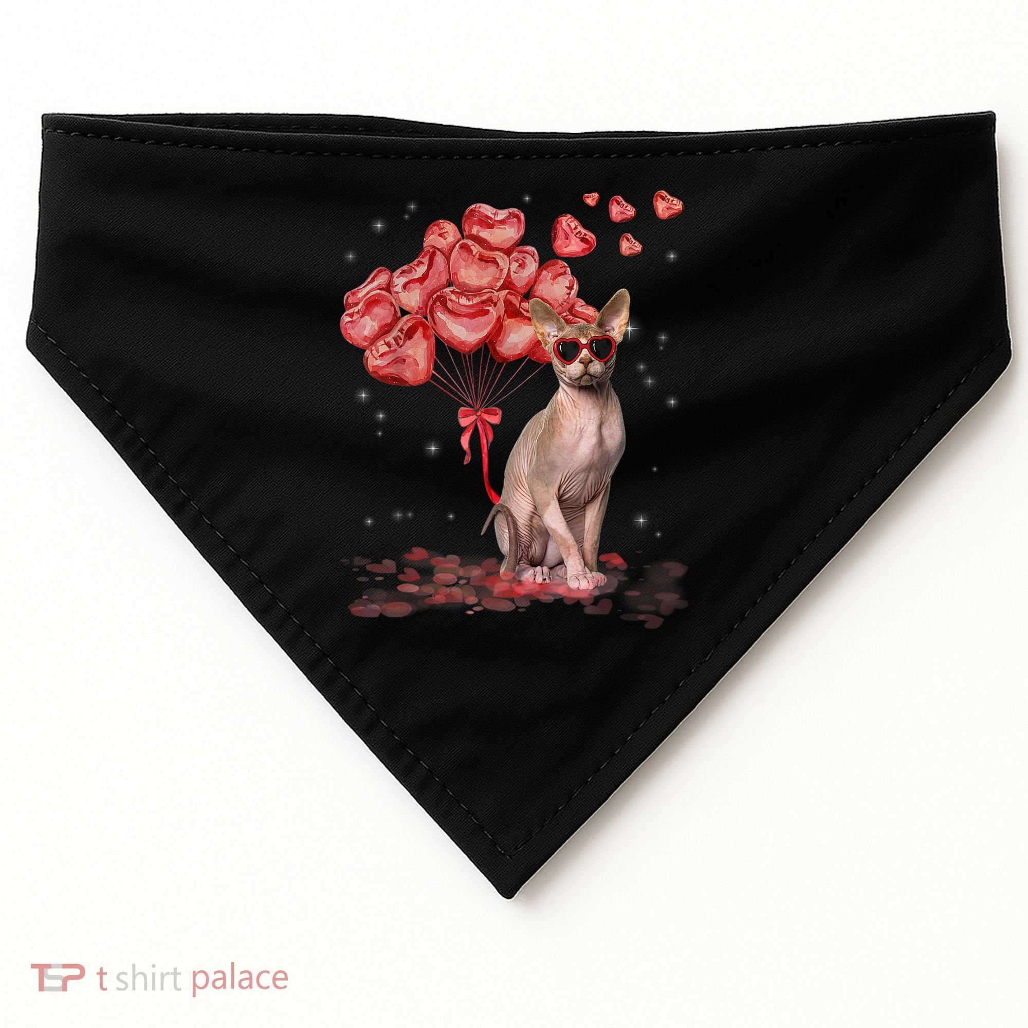 Funny Sphynx Heart Valentines Day Cat Dad Mom USA-Made Doggie Bandana