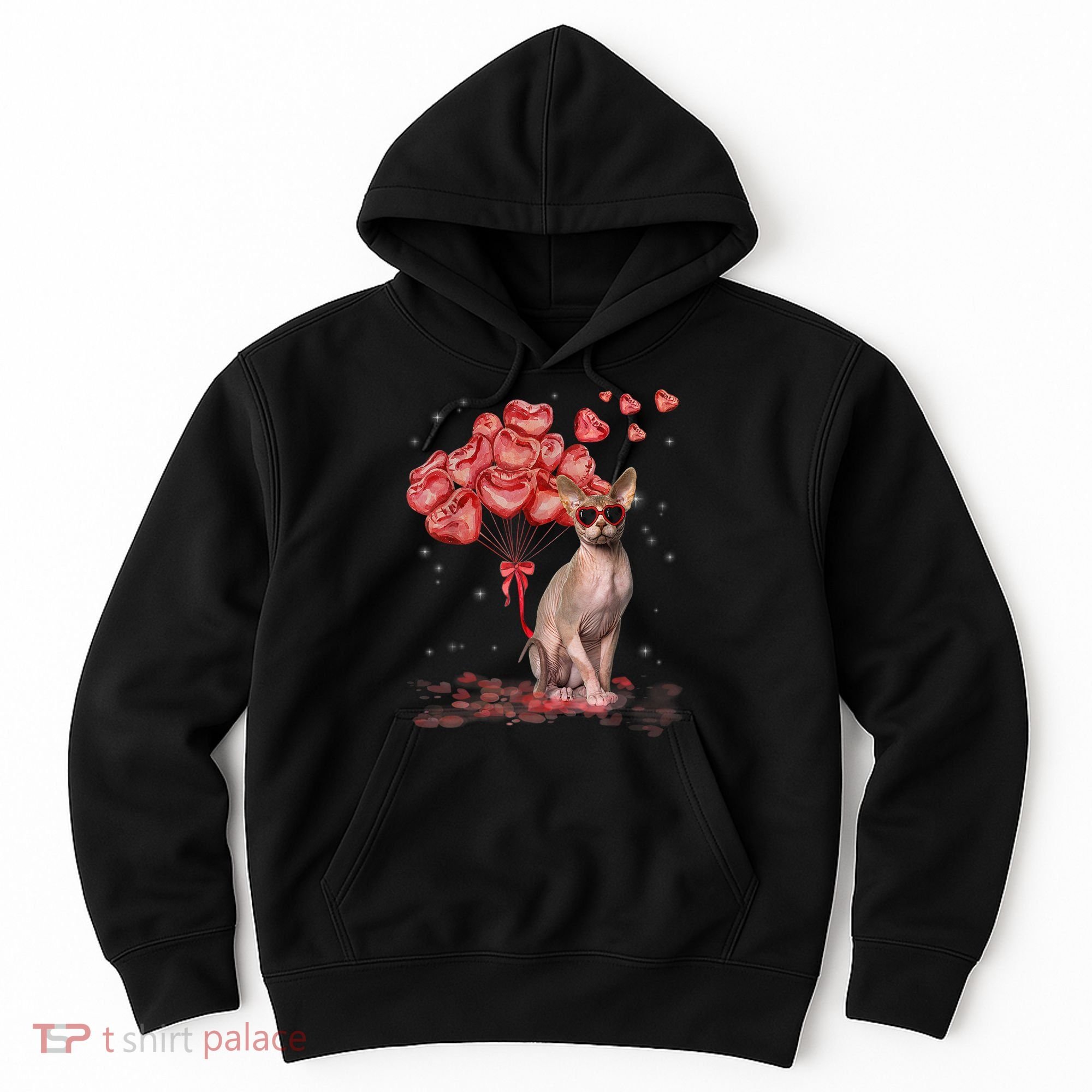 Funny Sphynx Heart Valentines Day Cat Dad Mom Hoodie