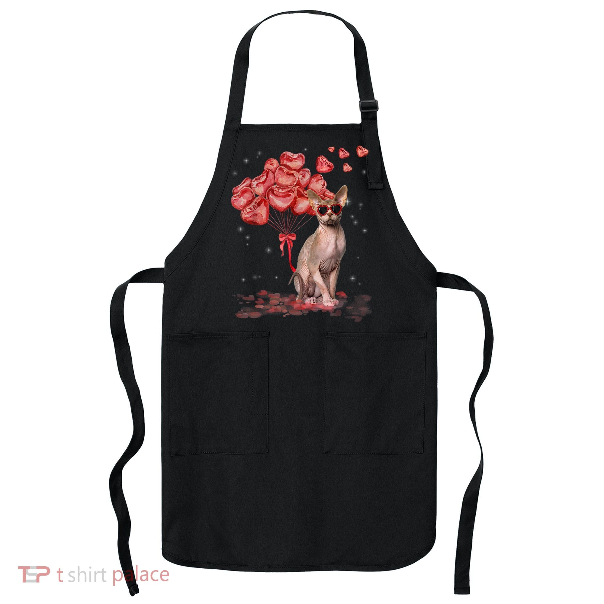 Funny Sphynx Heart Valentines Day Cat Dad Mom Apron
