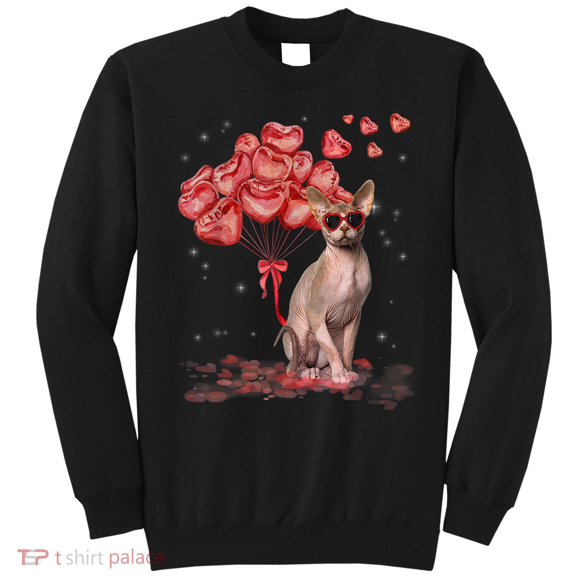 Funny Sphynx Heart Valentines Day Cat Dad Mom Sweatshirt