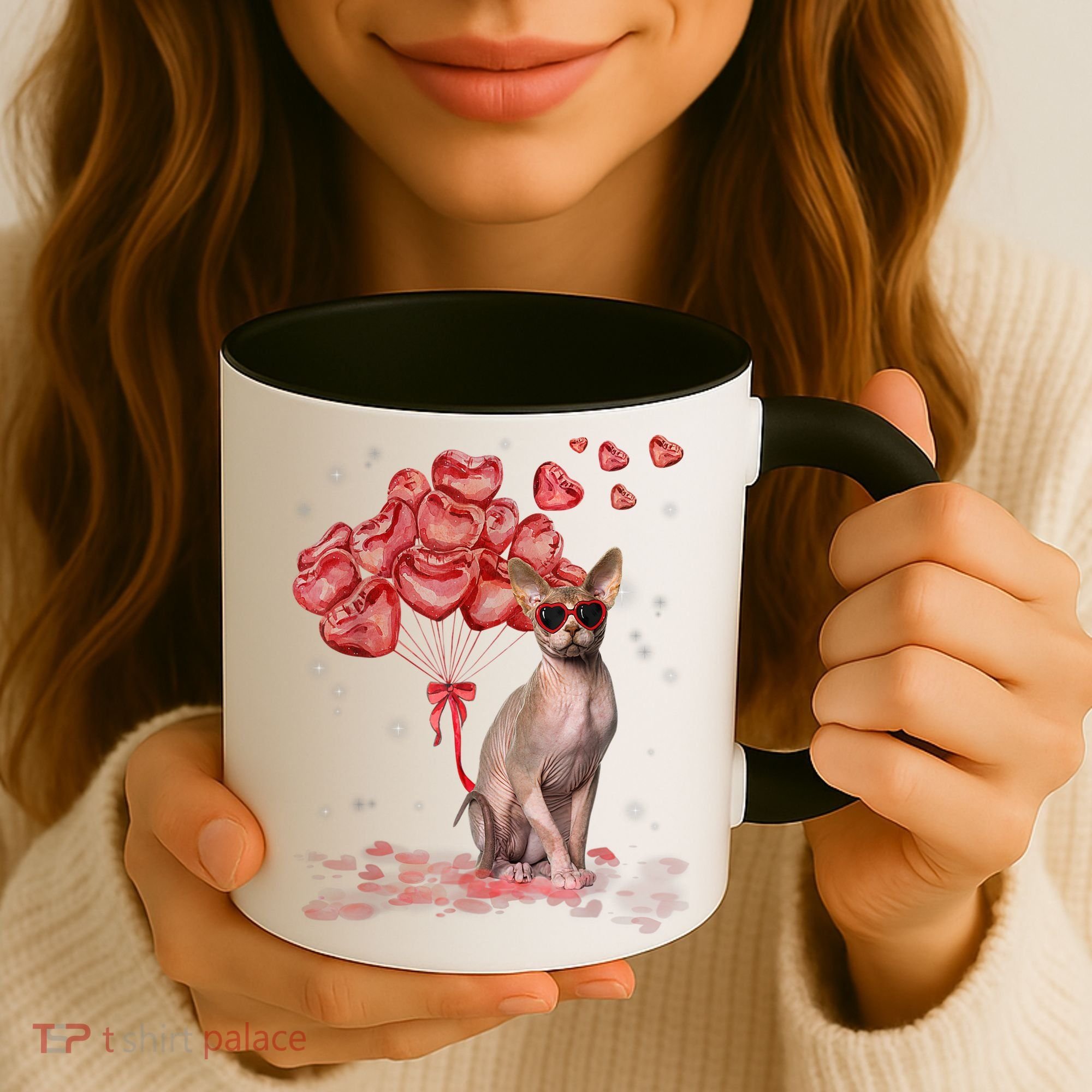 Funny Sphynx Heart Valentines Day Cat Dad Mom Coffee Mug