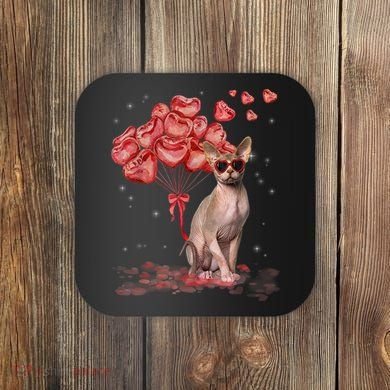 Funny Sphynx Heart Valentines Day Cat Dad Mom Coaster