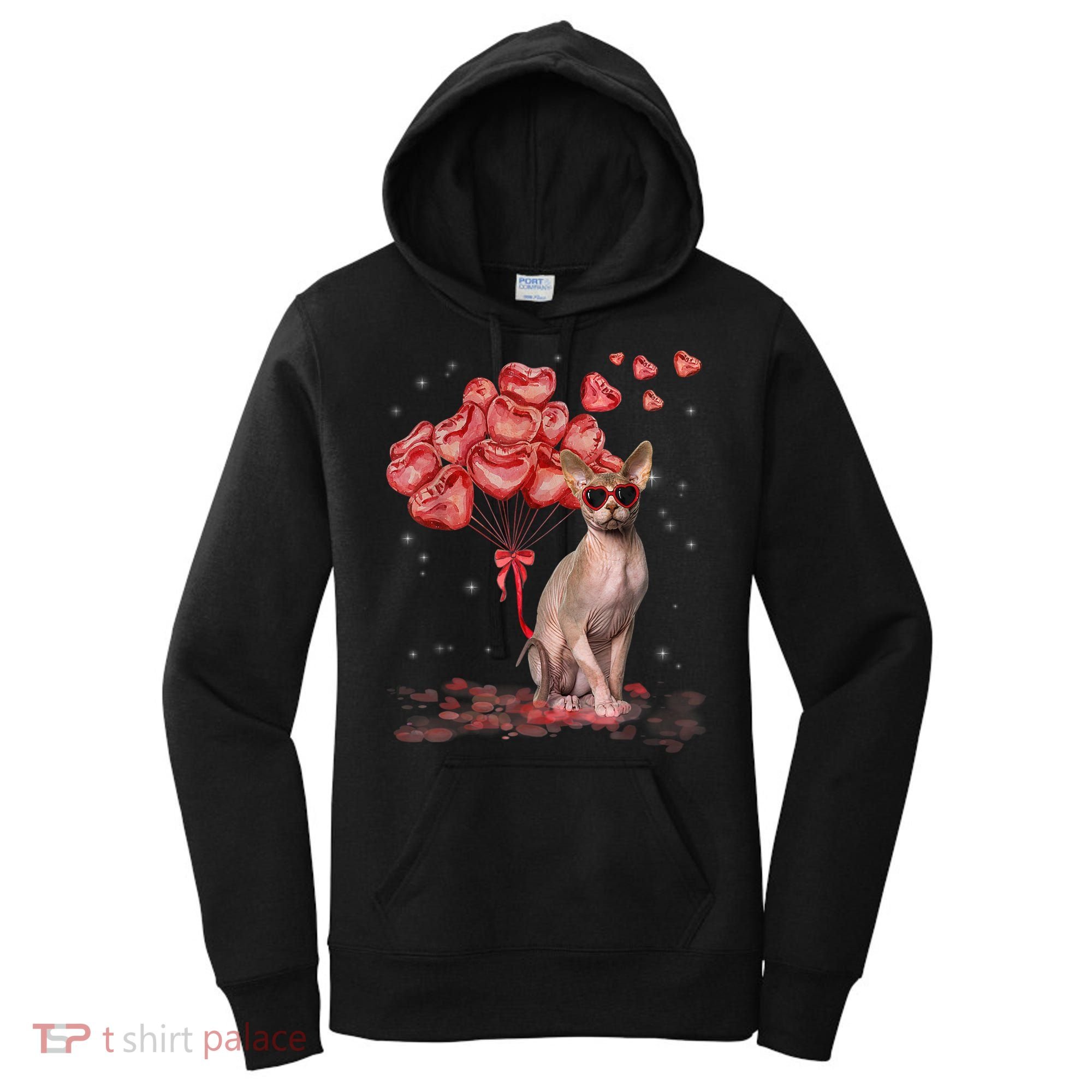 Funny Sphynx Heart Valentines Day Cat Dad Mom Women's Hoodie