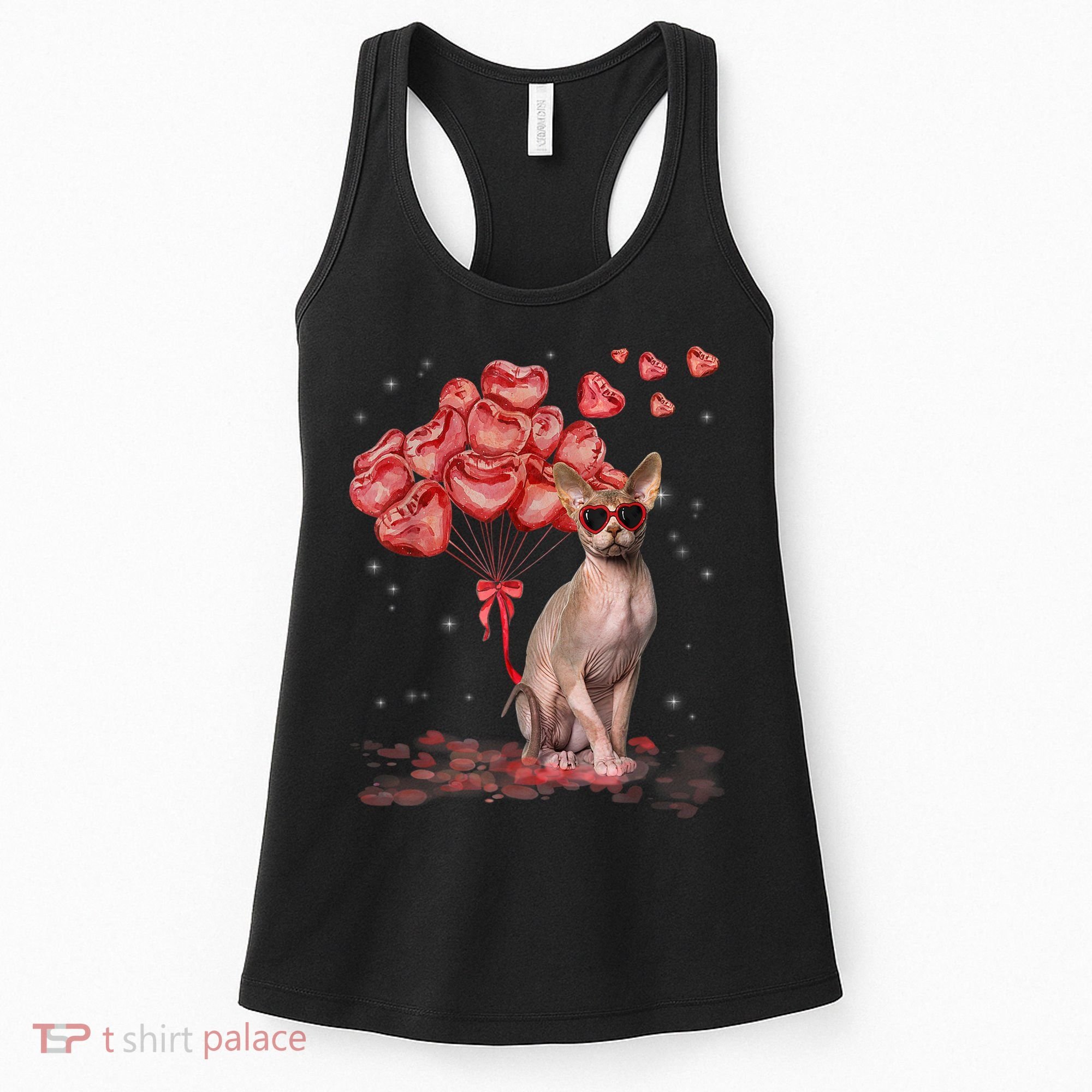 Funny Sphynx Heart Valentines Day Cat Dad Mom Women's Tank Top