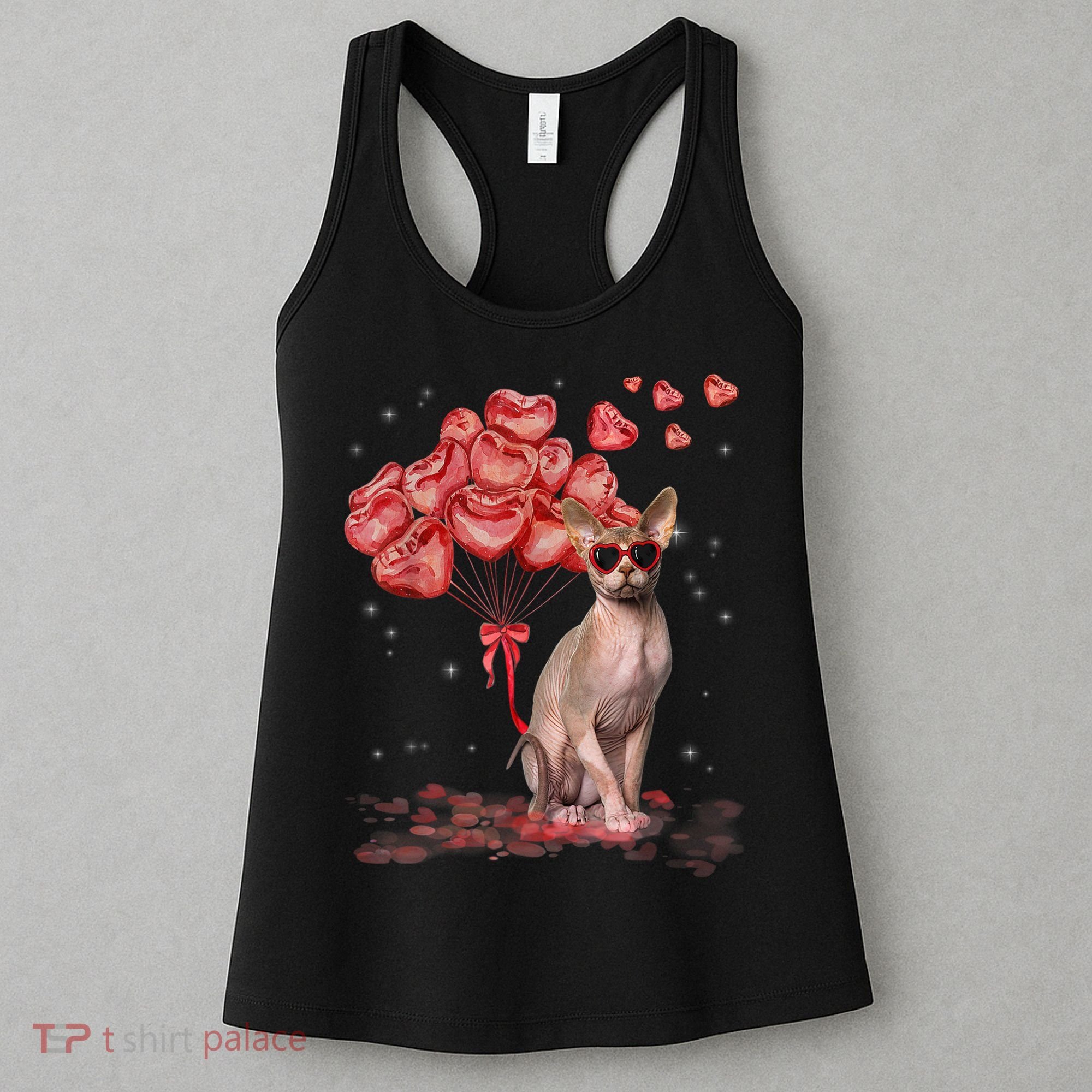 Funny Sphynx Heart Valentines Day Cat Dad Mom Women's Tank Top