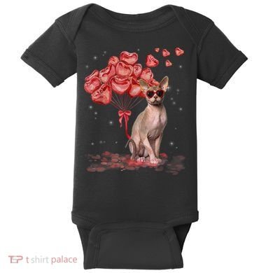 Funny Sphynx Heart Valentines Day Cat Dad Mom Baby Bodysuit