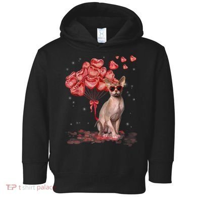 Funny Sphynx Heart Valentines Day Cat Dad Mom Toddler Hoodie