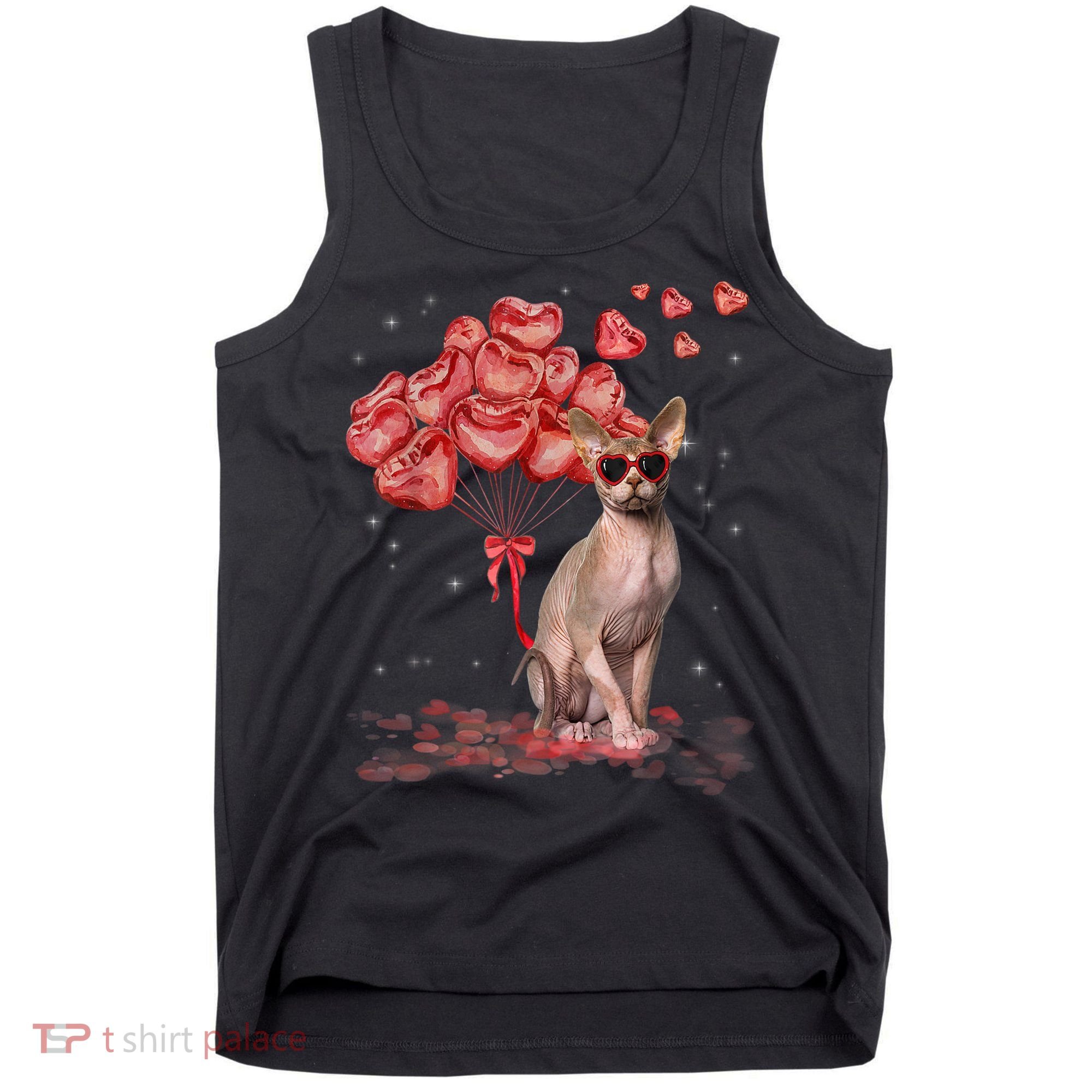 Funny Sphynx Heart Valentines Day Cat Dad Mom Tank Top