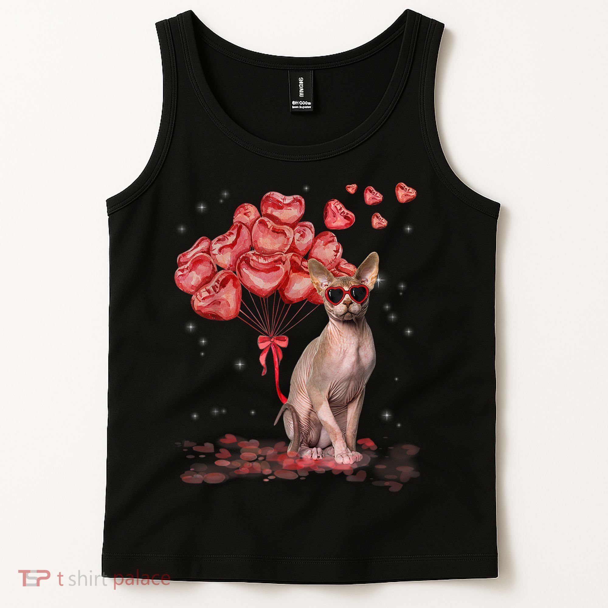 Funny Sphynx Heart Valentines Day Cat Dad Mom Tank Top