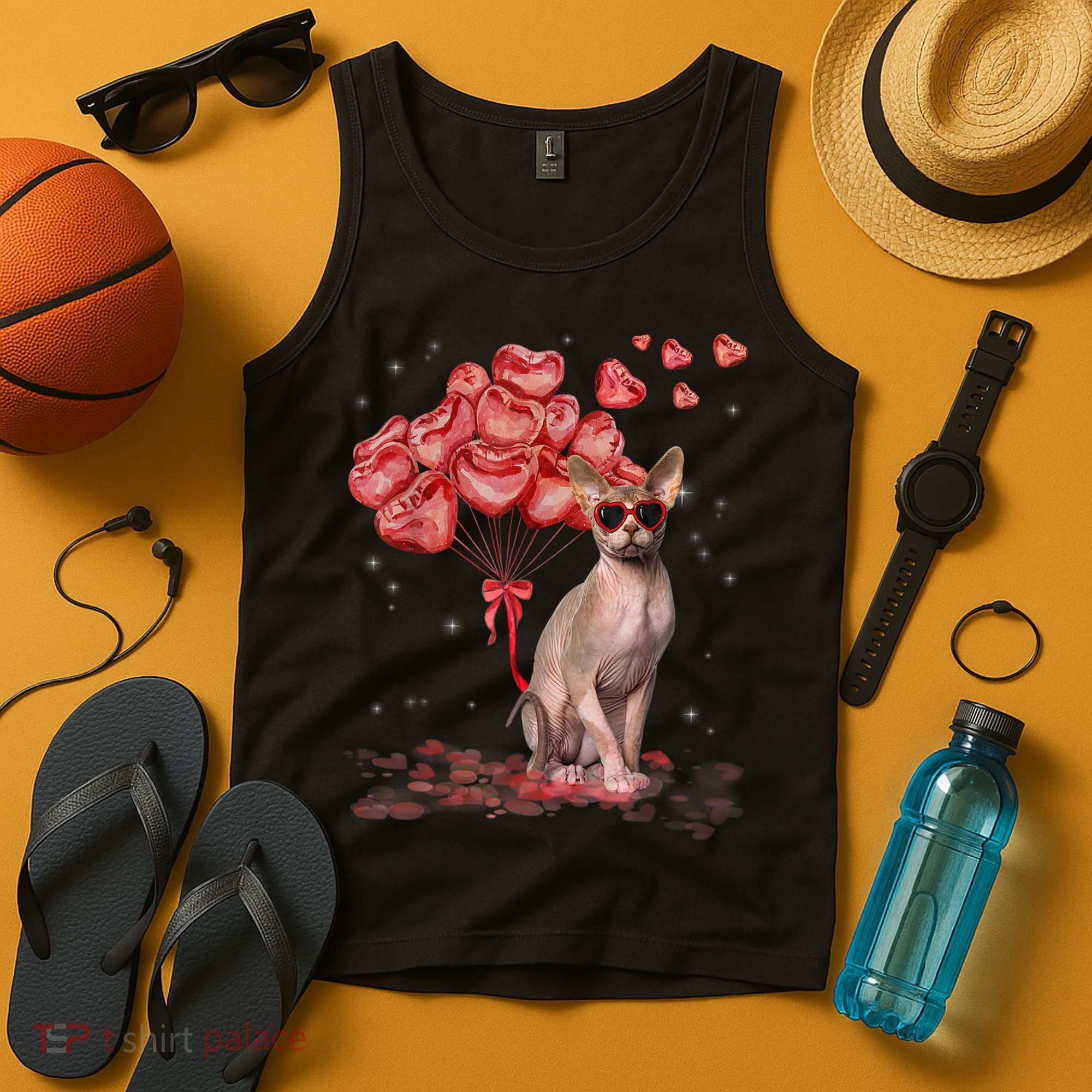 Funny Sphynx Heart Valentines Day Cat Dad Mom Tank Top