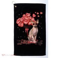 Funny Sphynx Heart Valentines Day Cat Dad Mom Golf Towel thumb 0
