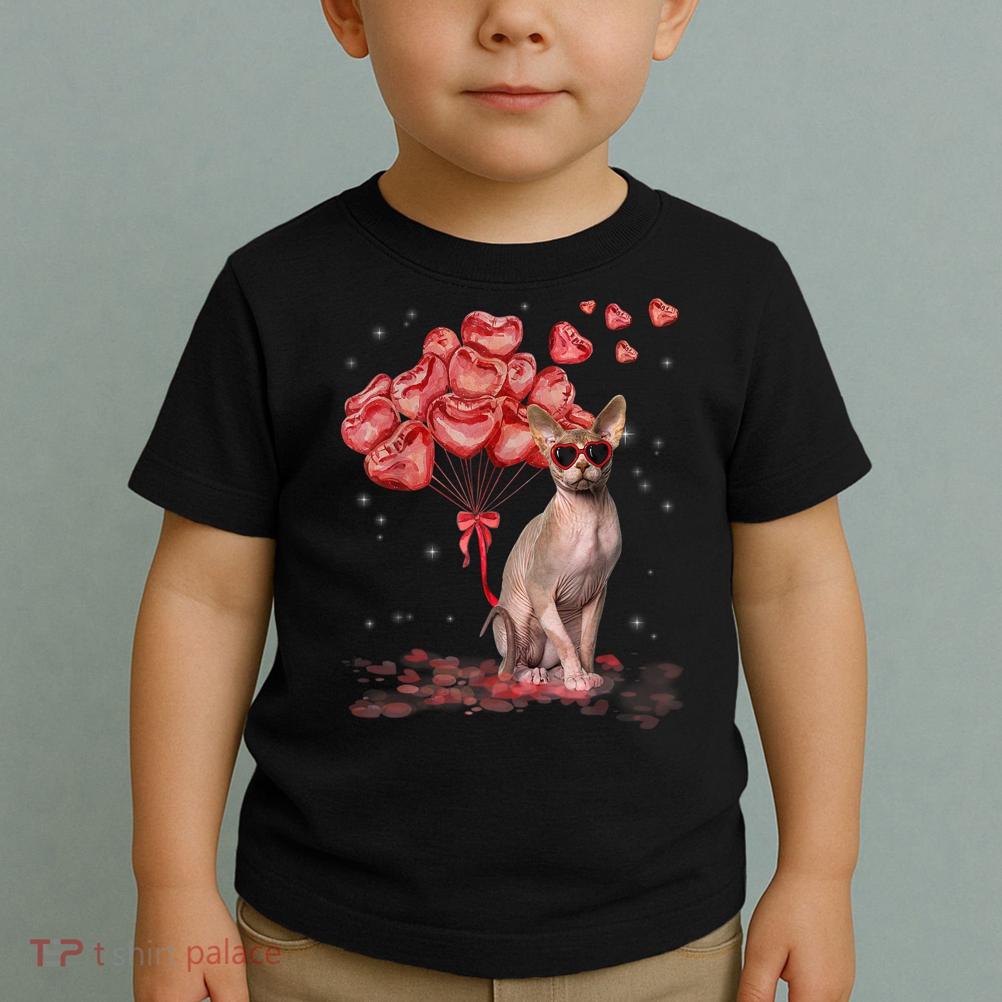 Funny Sphynx Heart Valentines Day Cat Dad Mom Toddler T-Shirt
