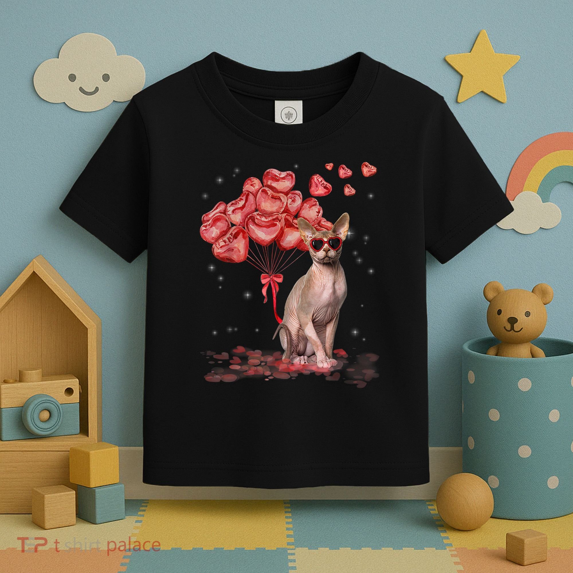 Funny Sphynx Heart Valentines Day Cat Dad Mom Toddler T-Shirt