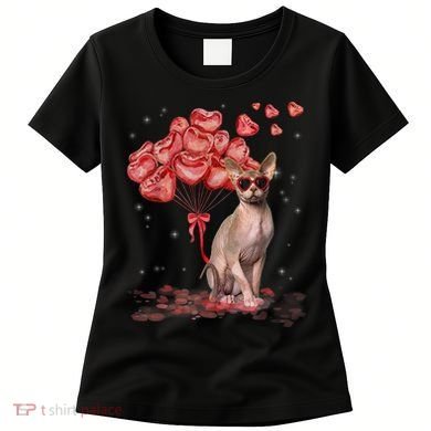 Funny Sphynx Heart Valentines Day Cat Dad Mom Women's T-Shirt