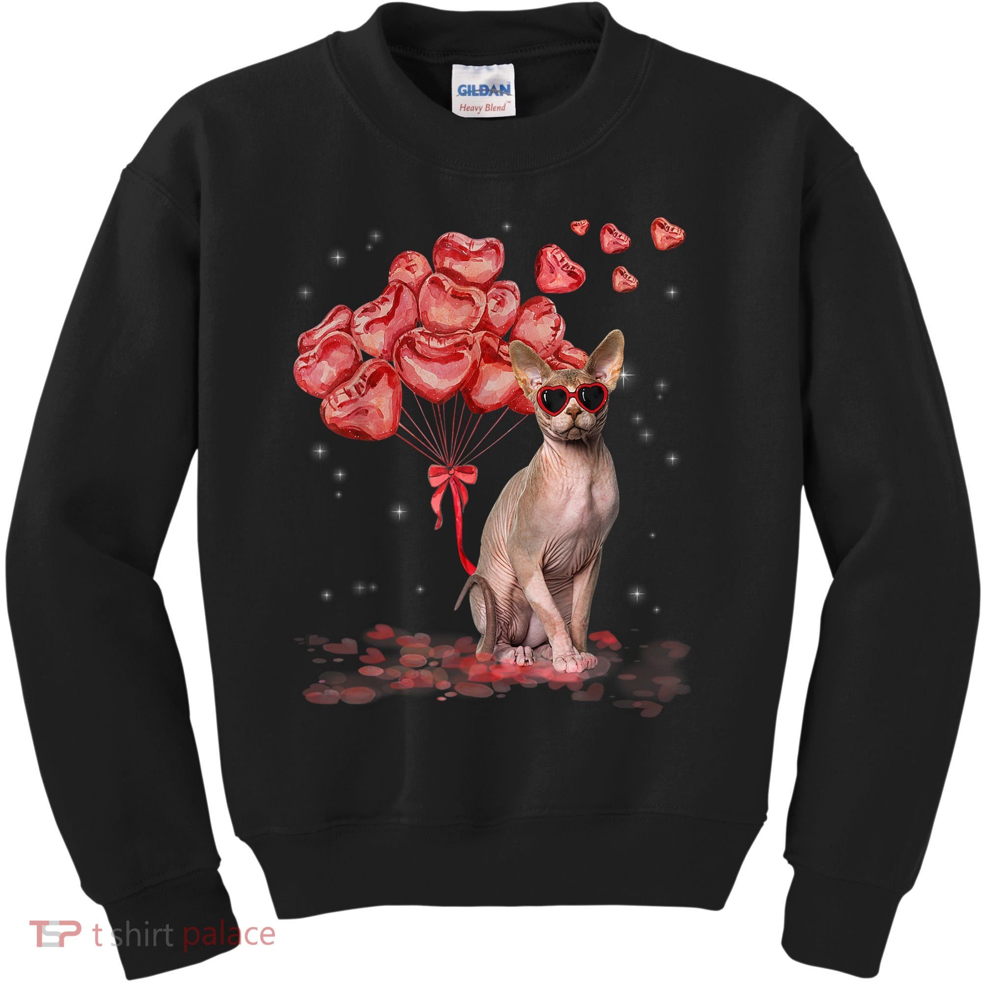 Funny Sphynx Heart Valentines Day Cat Dad Mom Kids Sweatshirt