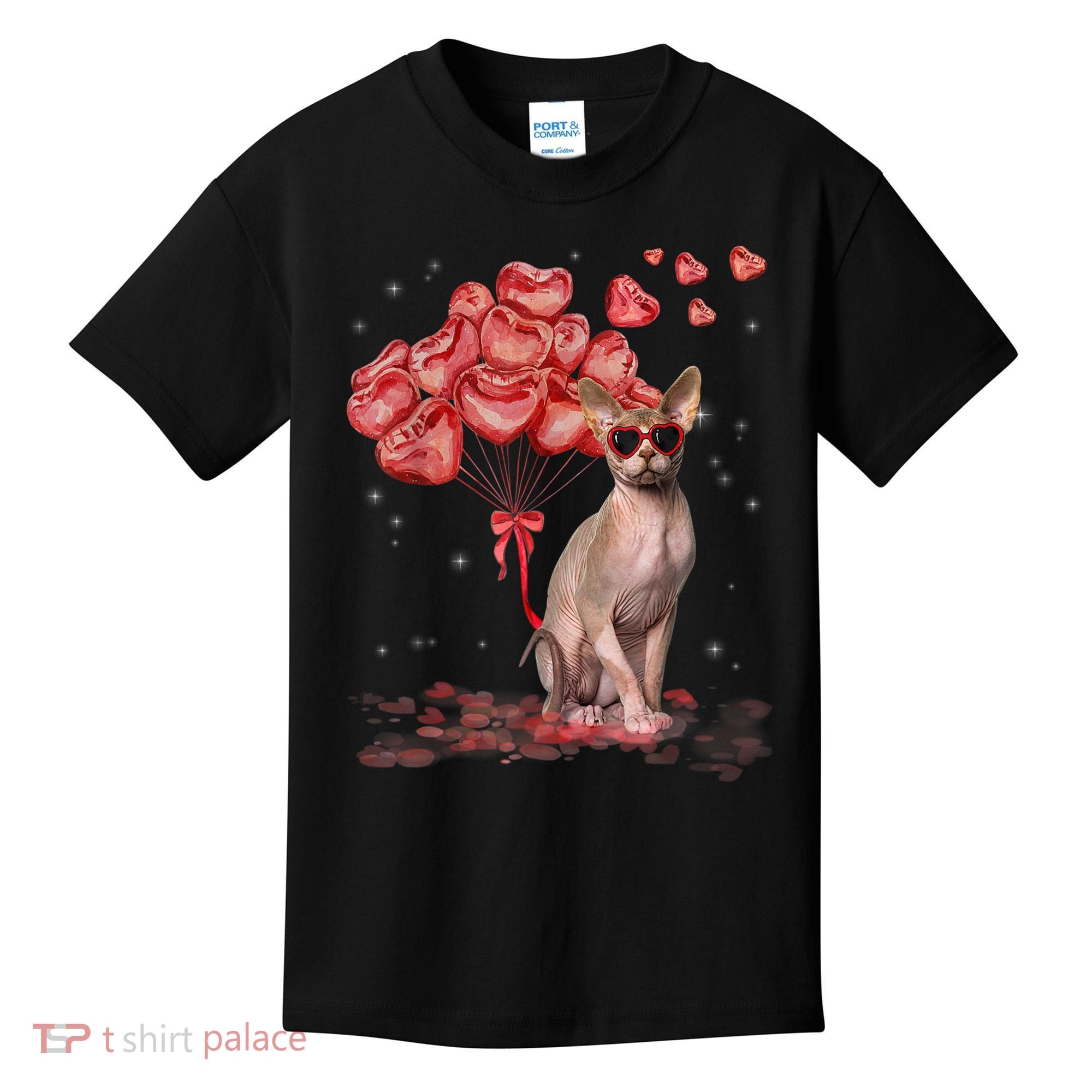 Funny Sphynx Heart Valentines Day Cat Dad Mom Kids T-Shirt