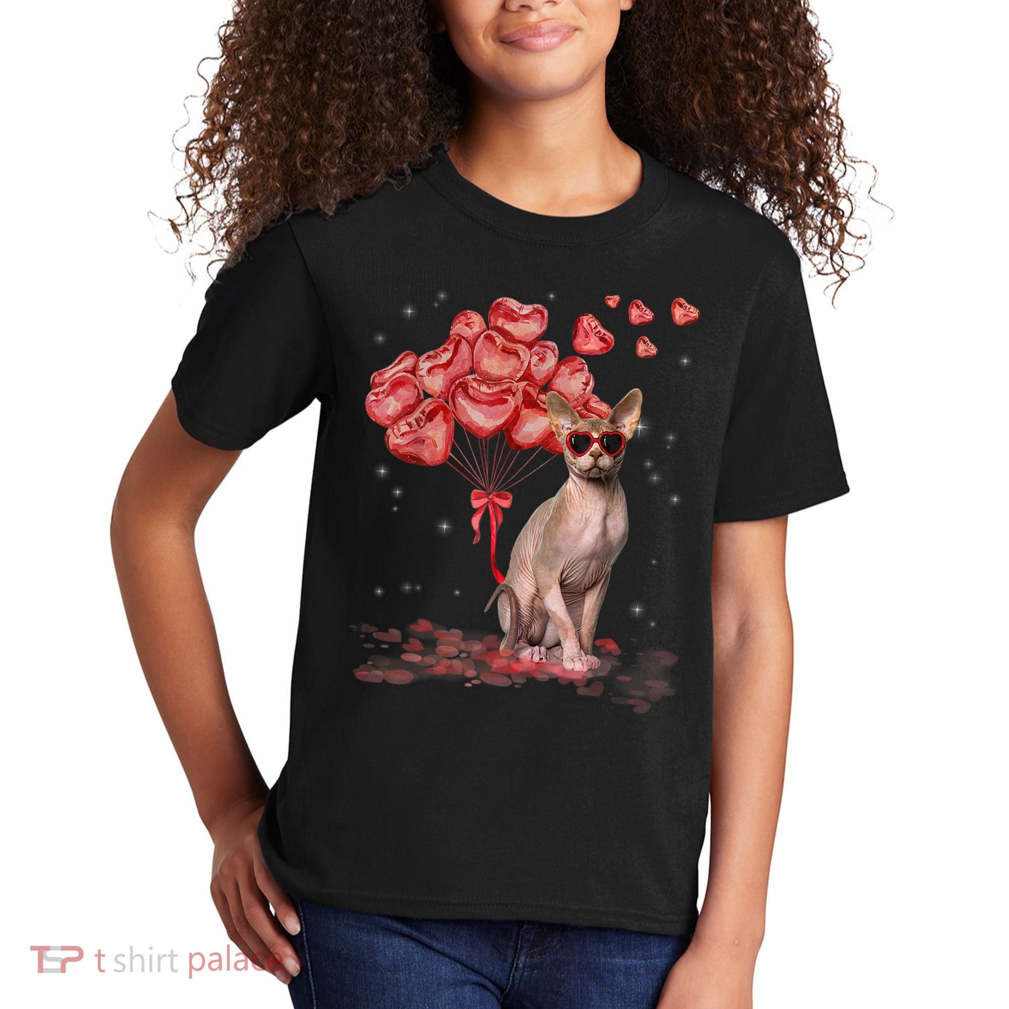Funny Sphynx Heart Valentines Day Cat Dad Mom Kids T-Shirt