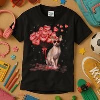 Funny Sphynx Heart Valentines Day Cat Dad Mom Kids T-Shirt thumb 3