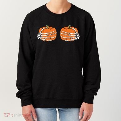 Funny Skeleton Hands Pumpkin Boobs Women's Sweatshirt