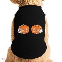 Funny Skeleton Hands Pumpkin Boobs Doggie Tank thumb 0