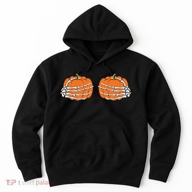 Funny Skeleton Hands Pumpkin Boobs Hoodie
