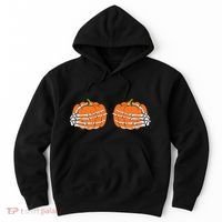 Funny Skeleton Hands Pumpkin Boobs Hoodie thumb 0