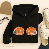Funny Skeleton Hands Pumpkin Boobs Hoodie thumb 4