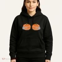 Funny Skeleton Hands Pumpkin Boobs Hoodie thumb 5