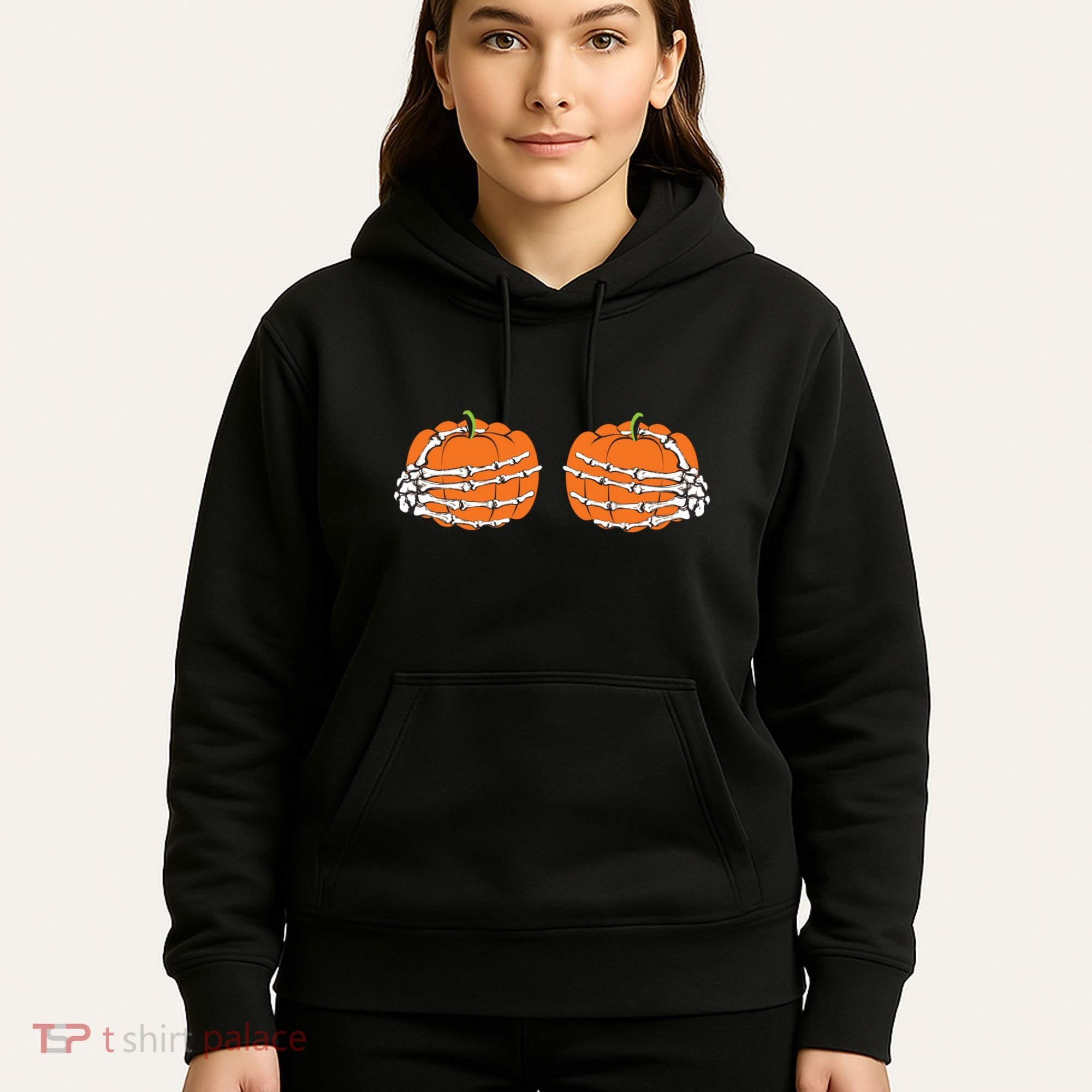 Funny Skeleton Hands Pumpkin Boobs Hoodie