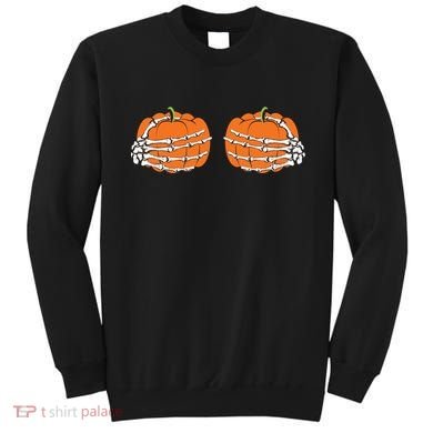 Funny Skeleton Hands Pumpkin Boobs Sweatshirt