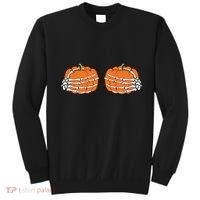 Funny Skeleton Hands Pumpkin Boobs Sweatshirt thumb 0