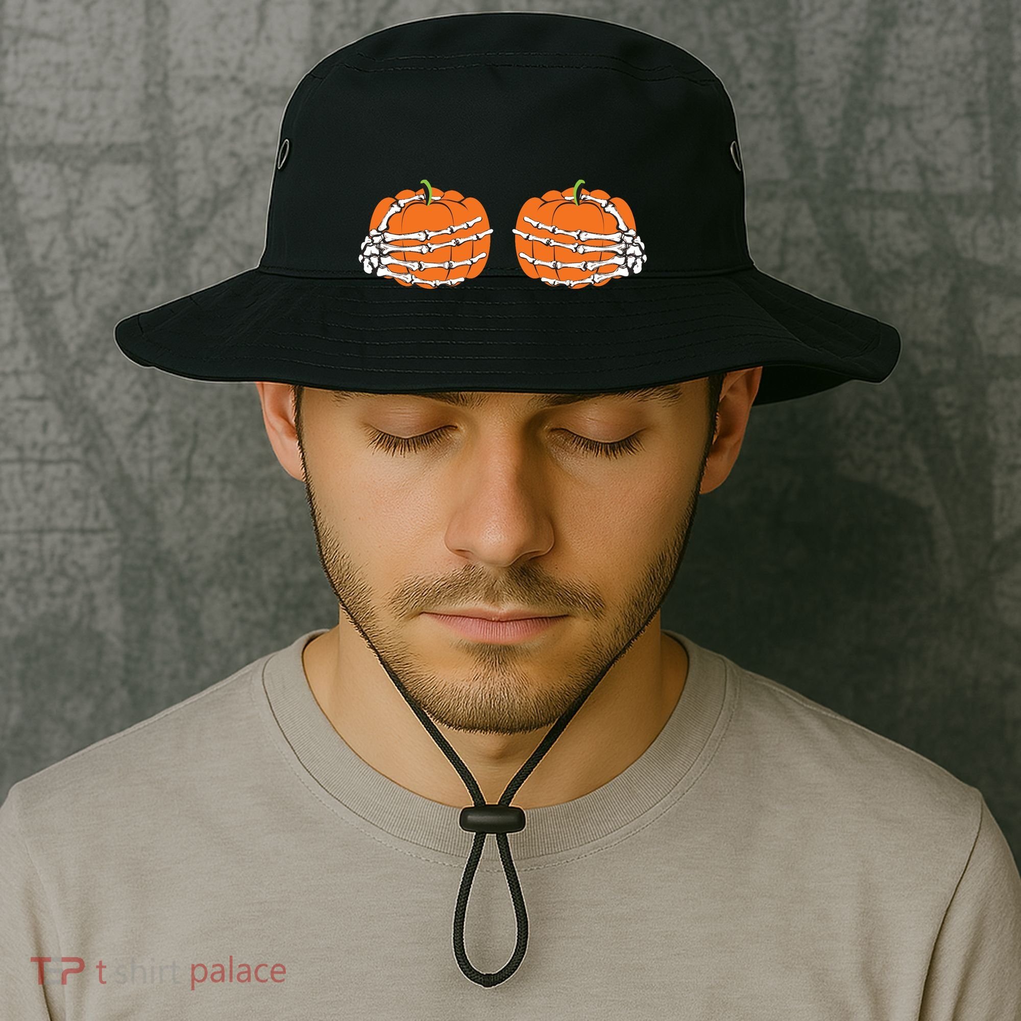 Funny Skeleton Hands Pumpkin Boobs Bucket Hat