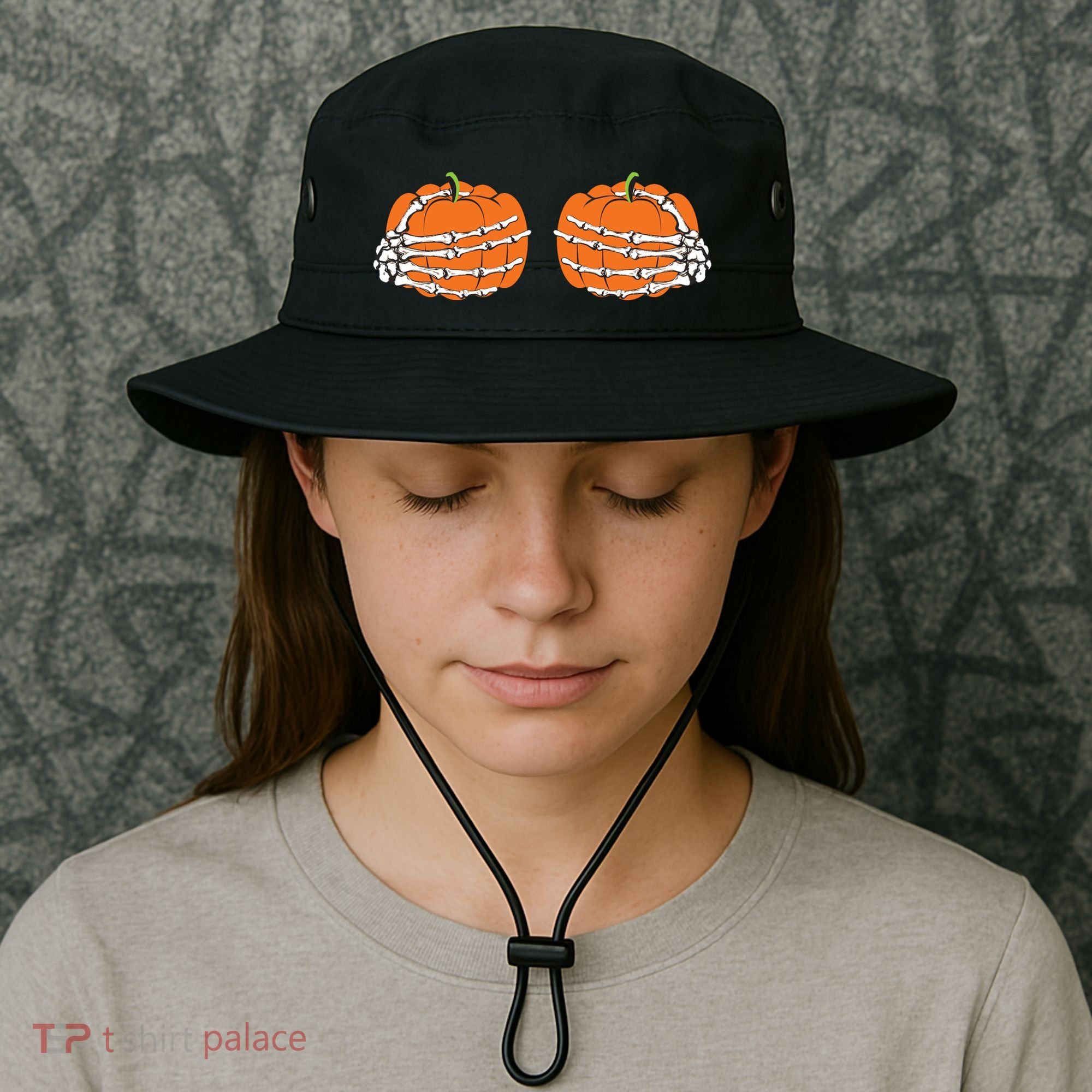 Funny Skeleton Hands Pumpkin Boobs Bucket Hat